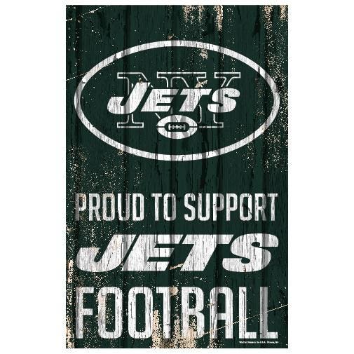 New York Jets Proud to Support Wooden Sign 11x17"