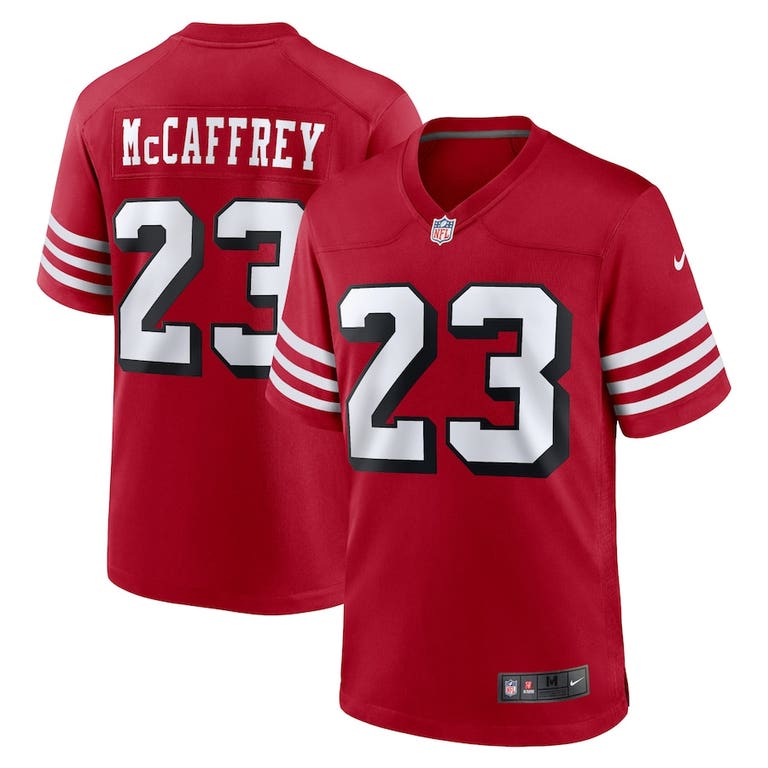 San Francisco 49ers Christian McCaffrey #23 Red Throwback Nike Game Jersey