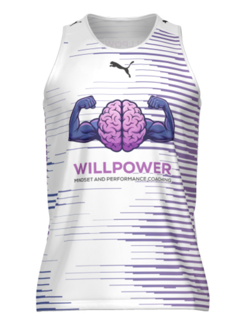 Willpower Training Singlet – White striped design
