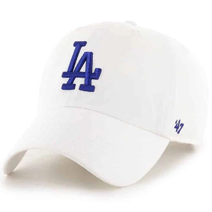 Los Angeles Dodgers White/Blue Logo '47 Brand Cleanup Adjustable Hat