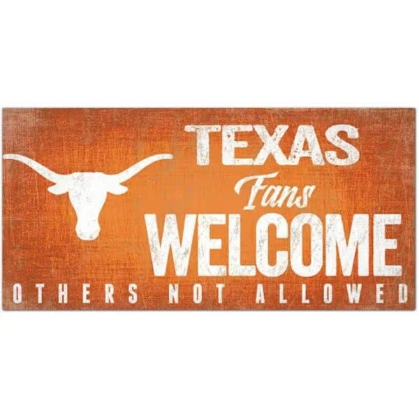 Texas Longhorns Wood Sign Fans Welcome 12x6