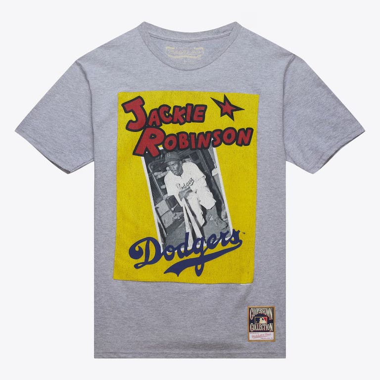 Brooklyn Dodgers Jackie Robinson Grey Mitchell & Ness Cooperstown Collection Shirt