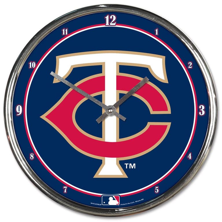 Minnesota Twins Round Chrome Wall Clock