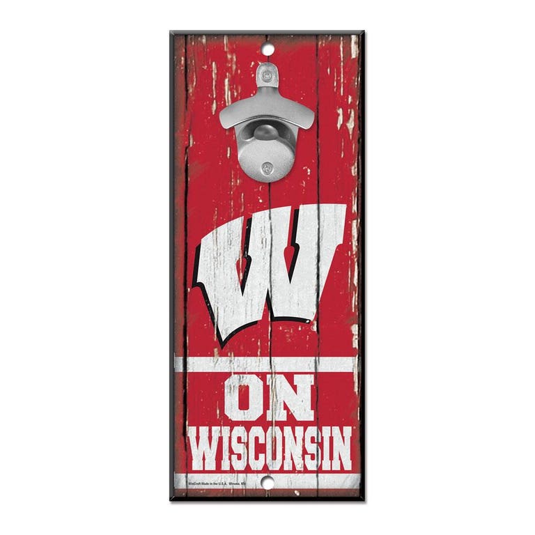 Wisconsin Badgers Wood Bottle Opener 5x11"
