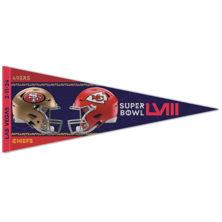 Kansas City Chiefs Vs San Francisco 49ers Super Bowl LVIII Dueling Premium Pennant 12x30"