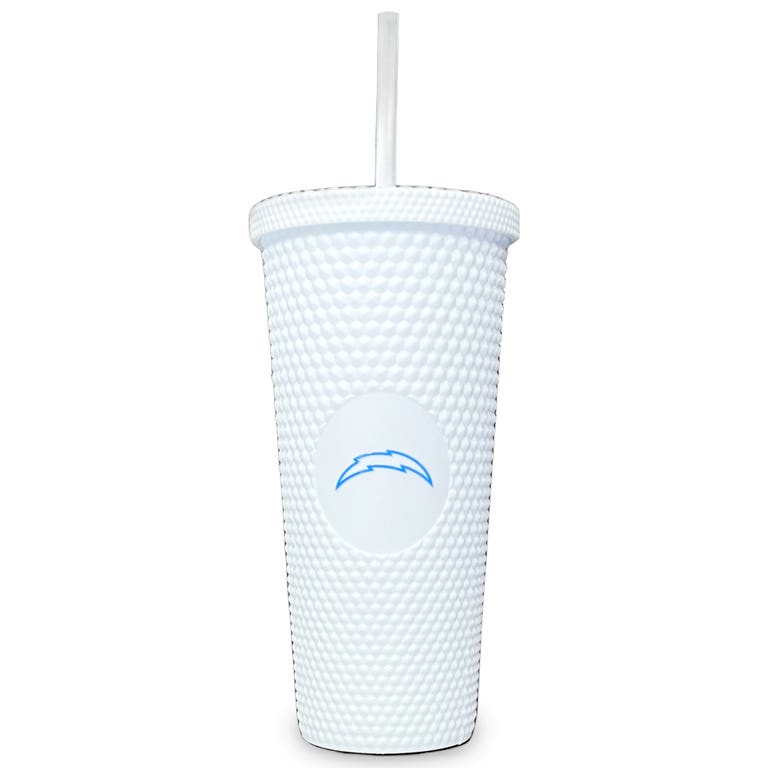Los Angeles Chargers White Studded Straw Tumbler 24oz
