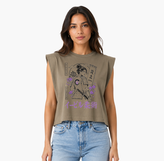 Faded Brown Muscle Crop Black Purple Samurai