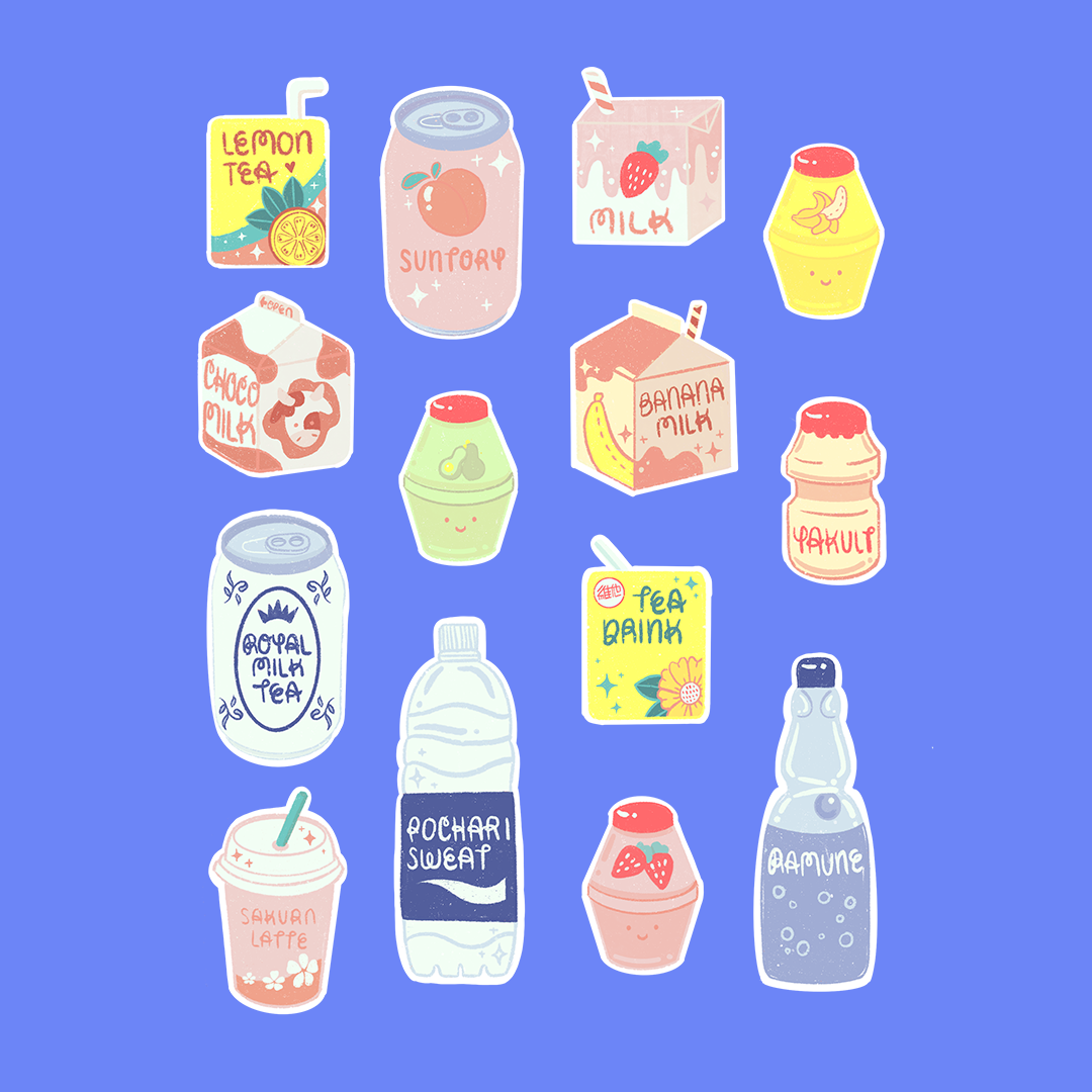 Asian Drinks Sticker Sheet