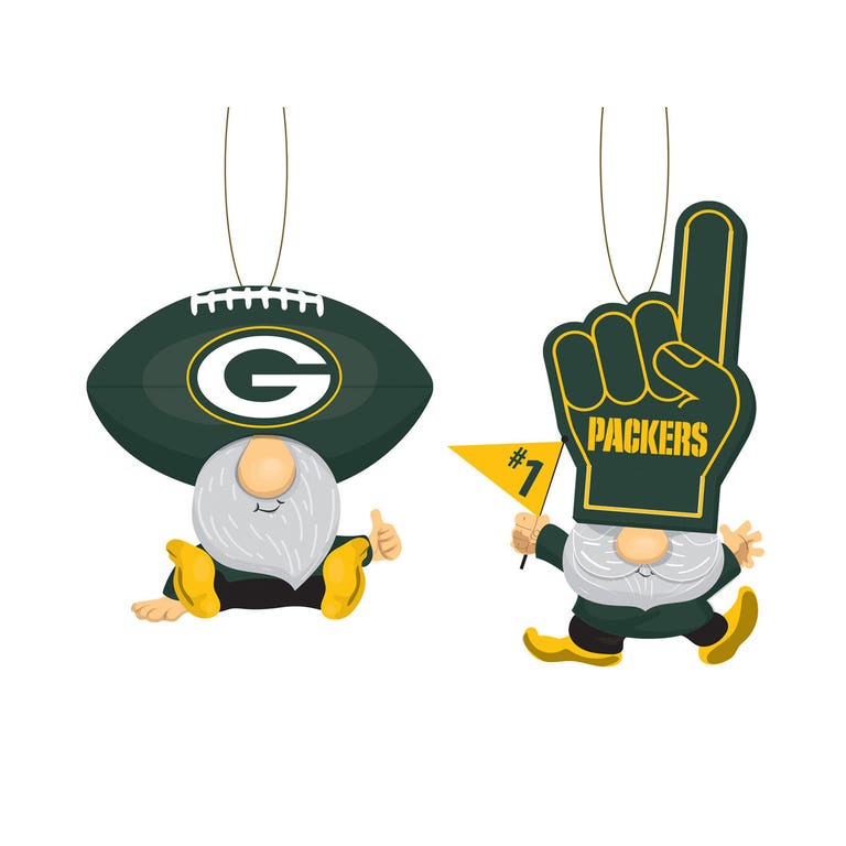 Green Bay Packers Gnome Fan Ornaments 2 pack