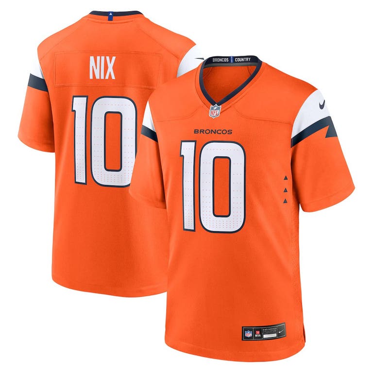 Denver Broncos Bo Nix #10 Orange Nike Game Jersey