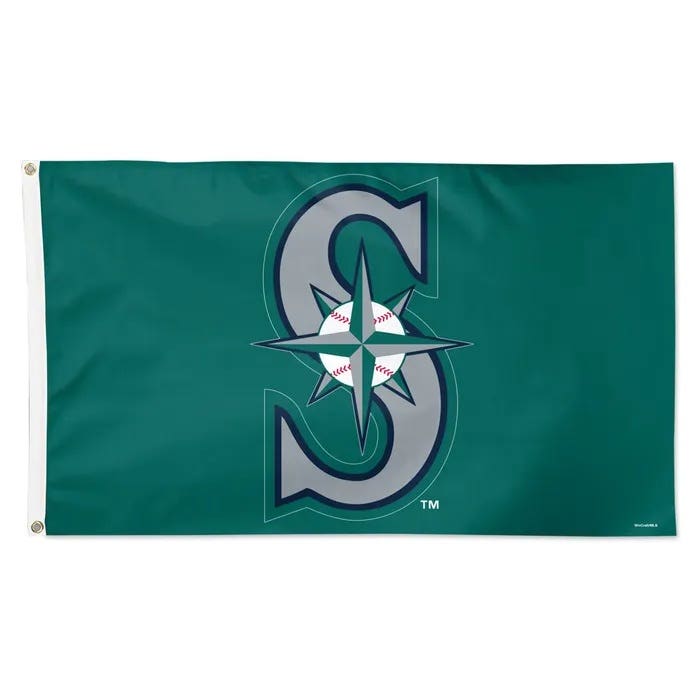 Seattle Mariners Deluxe Northwest Green Primary Logo Flag 3x5'