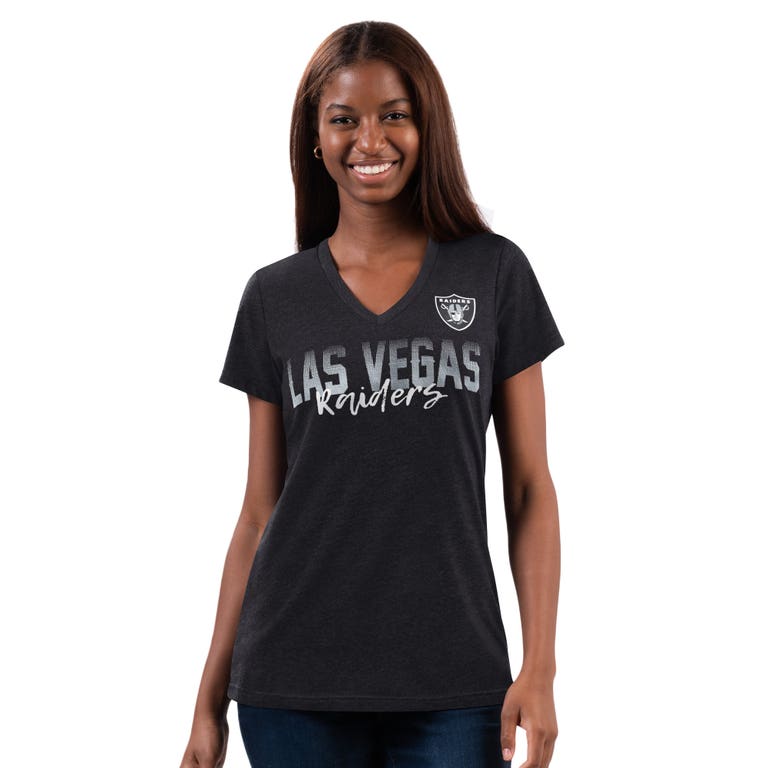 Las Vegas Raiders Ladies Heather Charcoal Fade g-III Shirt