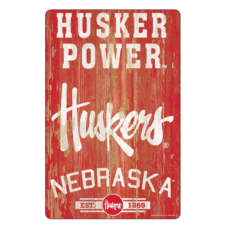 Nebraska Huskers Wood Slogan Sign 11x17"