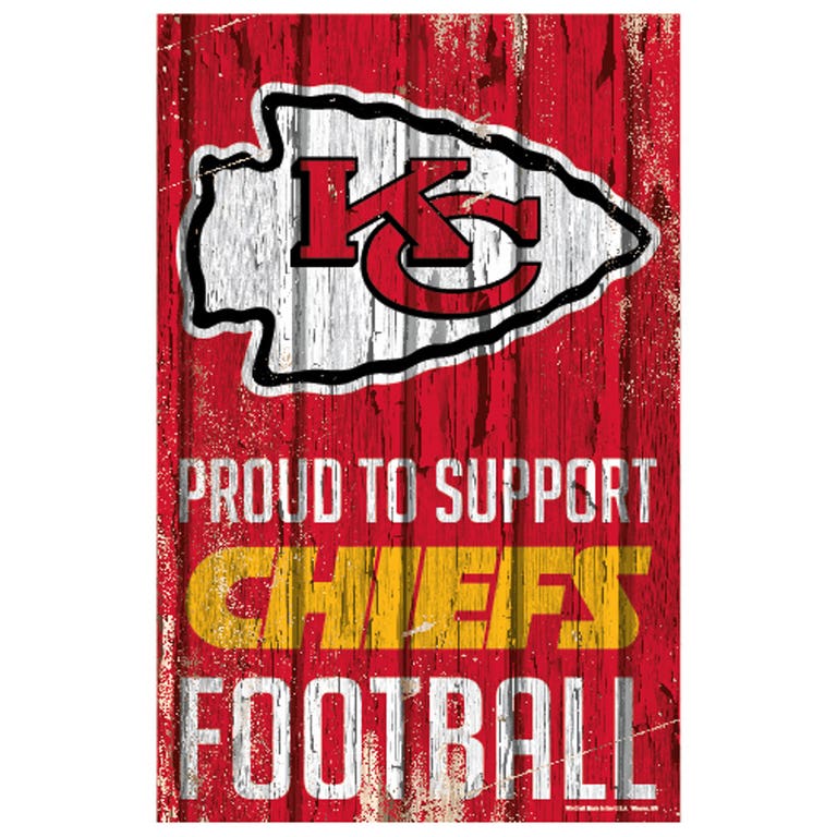 Kansas City Chiefs Proud To Support Wood Sign