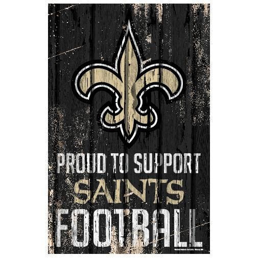 New Orleans Saints Proud to Support Wooden Sign 11x17"