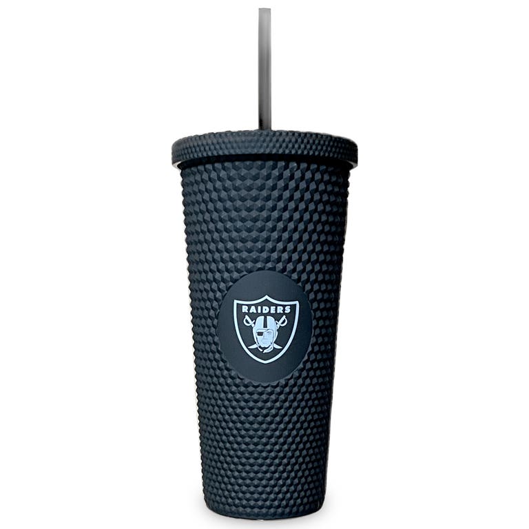 Las Vegas Raiders Black Studded Straw Tumbler 24oz
