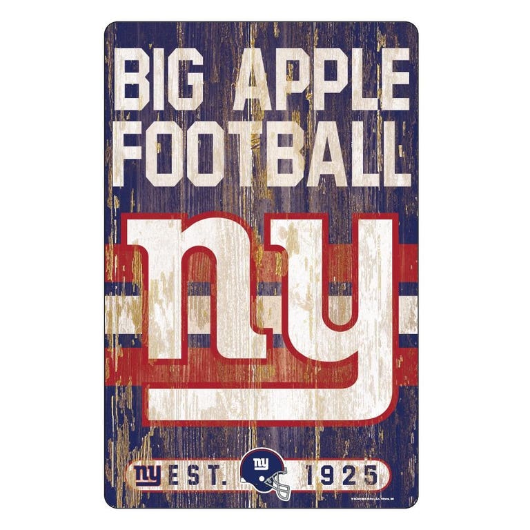 New York Giants Wood Slogan Sign 11x17"