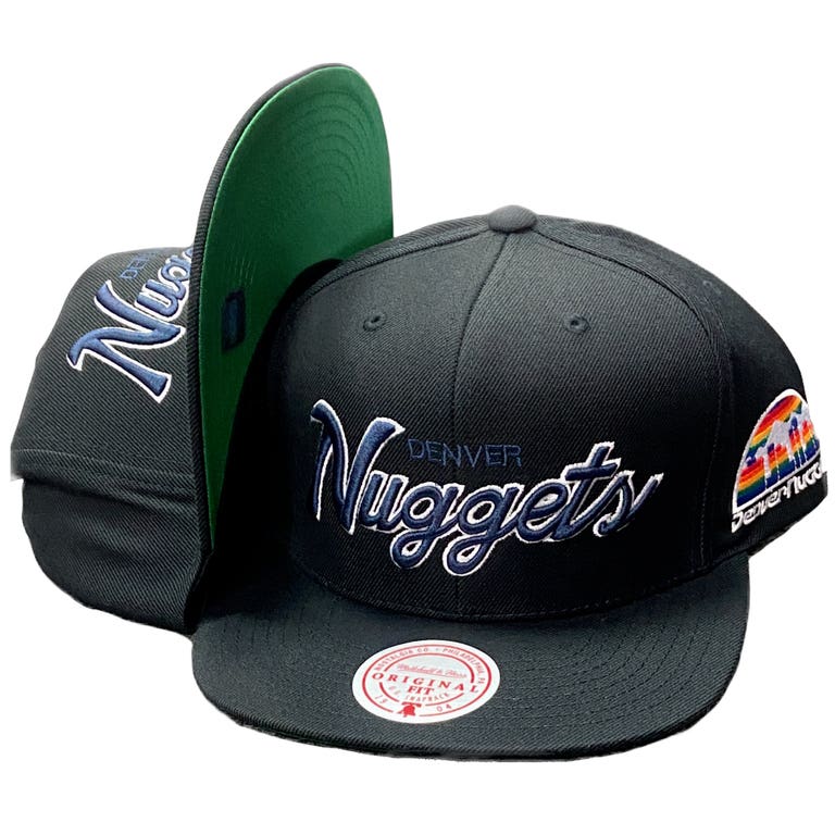 Denver Nuggets Black Mitchell and Ness Script Hat