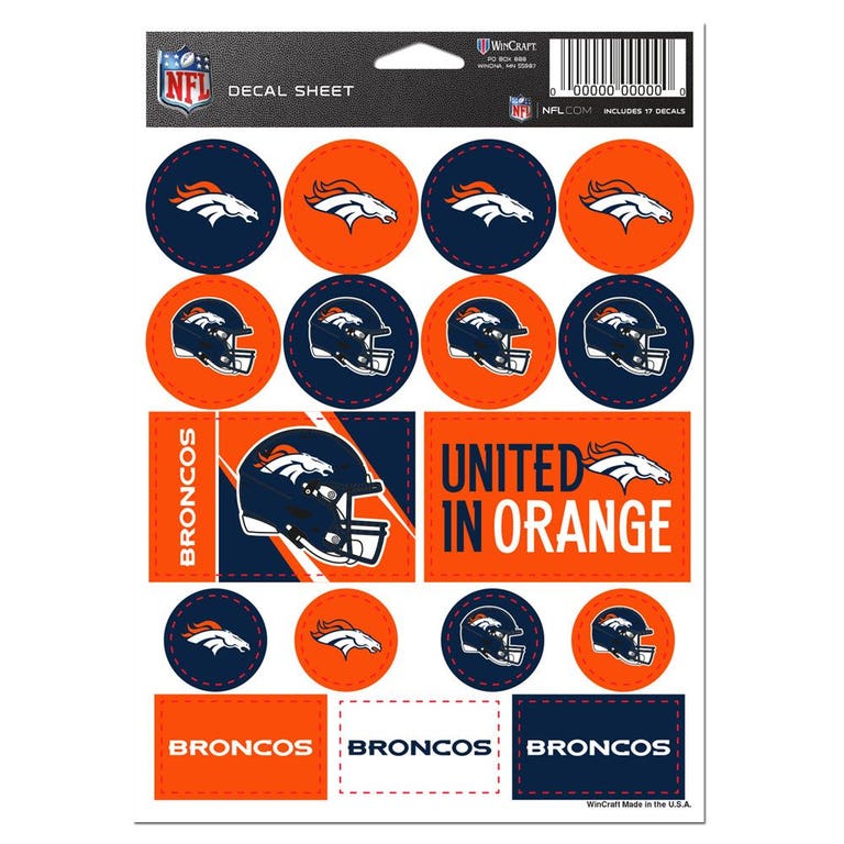 Denver Broncos Vinyl Decal Sheet 5x7"