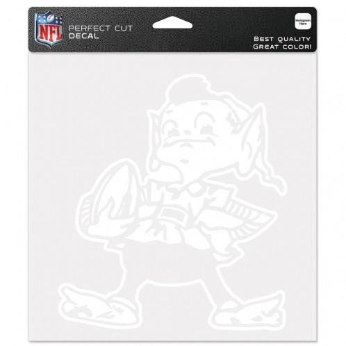 Cleveland Browns White Perfect Cut Decal 8x8"