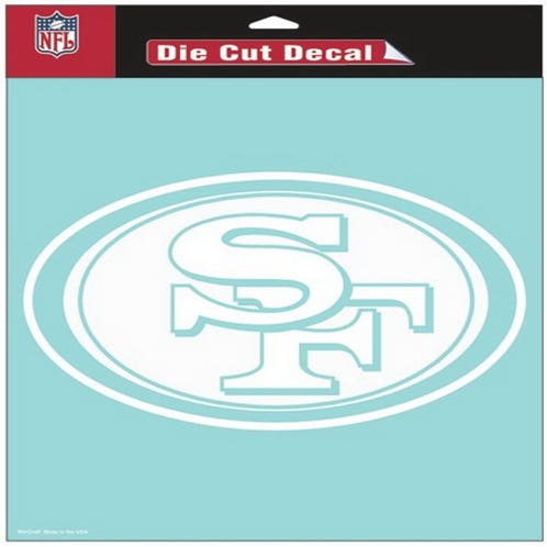 San Francisco 49ers White Perfect Cut Decal 8x8"