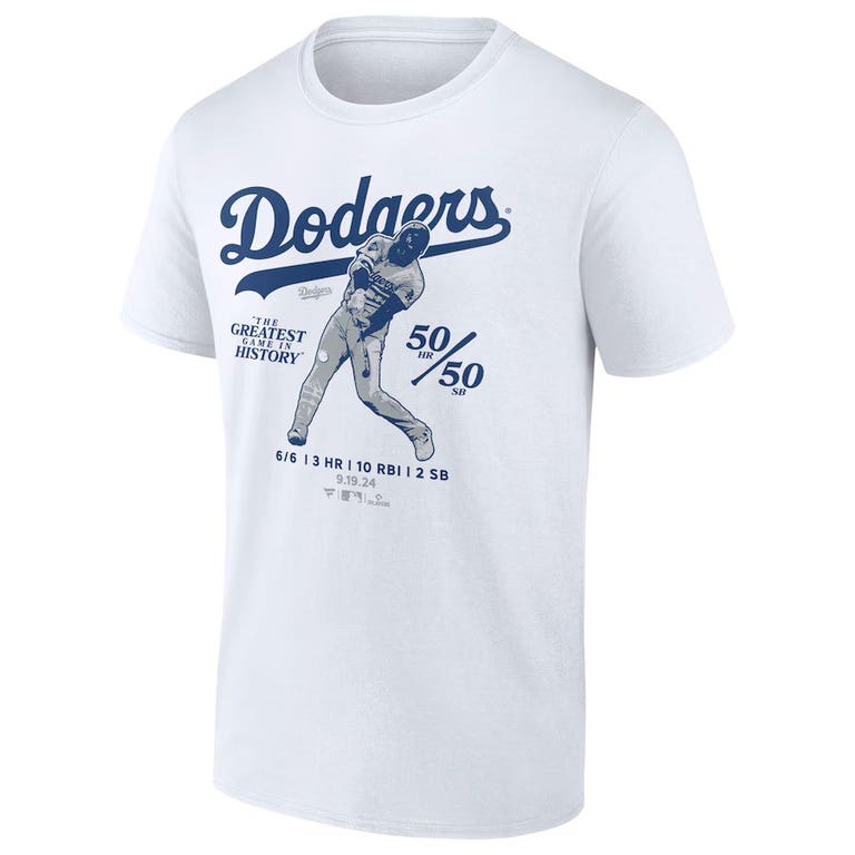 Los Angeles Dodgers Shohei Ohtani White Official 50/50 Club 6 for 6 Shirt