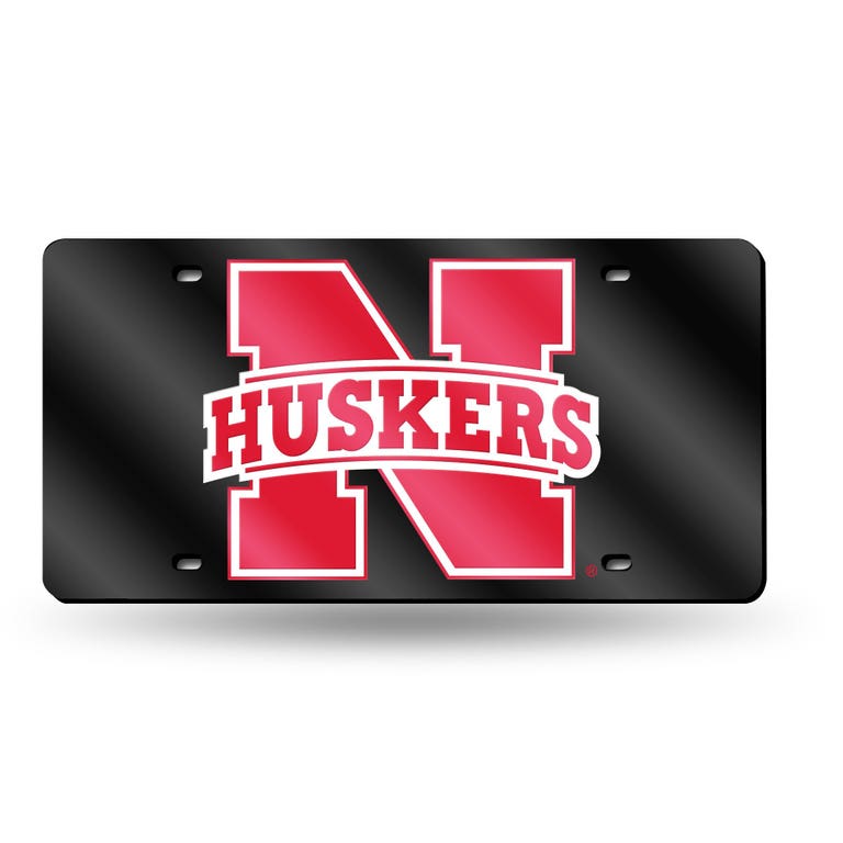 Nebraska Huskers Laser Cut Black License Plate