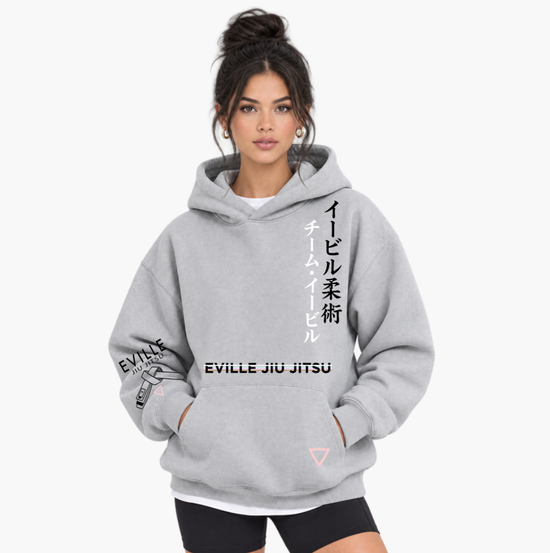 Grey Hoodie Colored Belt Jiu Jitsu and Kanji