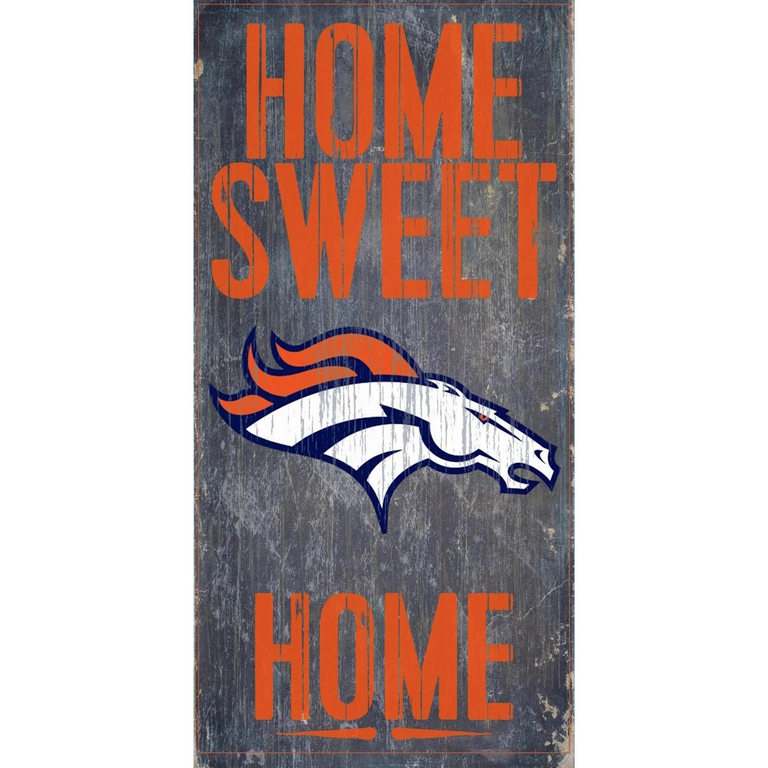 Denver Broncos Wood Home Sweet Home Sign 6x12"