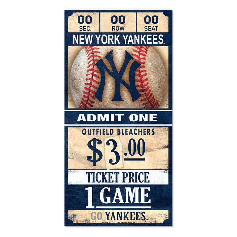 New York Yankees Wood Ticket Sign