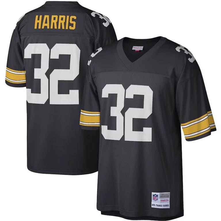 Pittsburgh Steelers 1976 Franco Harris #32 Black Mitchell and Ness Jersey