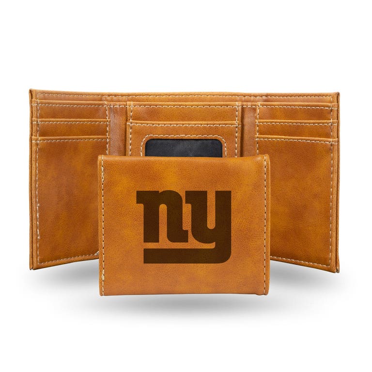 New York Giants Laser Engraved Trifold Leather Wallet