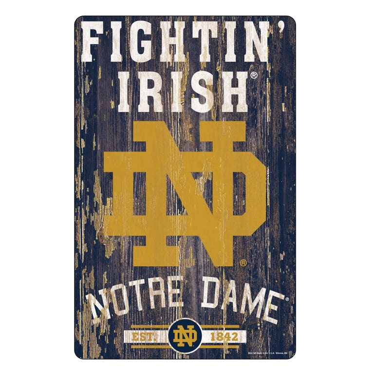 Notre Dame Fighting Irish Wood Slogan Sign 11x17"