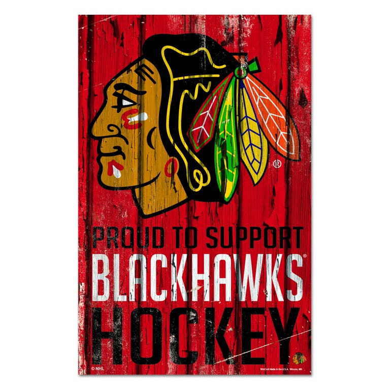 Chicago Blackhawks Proud to Support Wooden Sign 11x17"