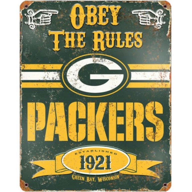 Green Bay Packers Obey the Rules Metal Sign