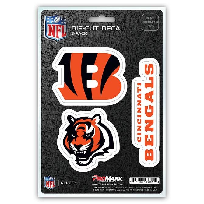 Cincinnati Bengals Die Cut Team Decals 3pk