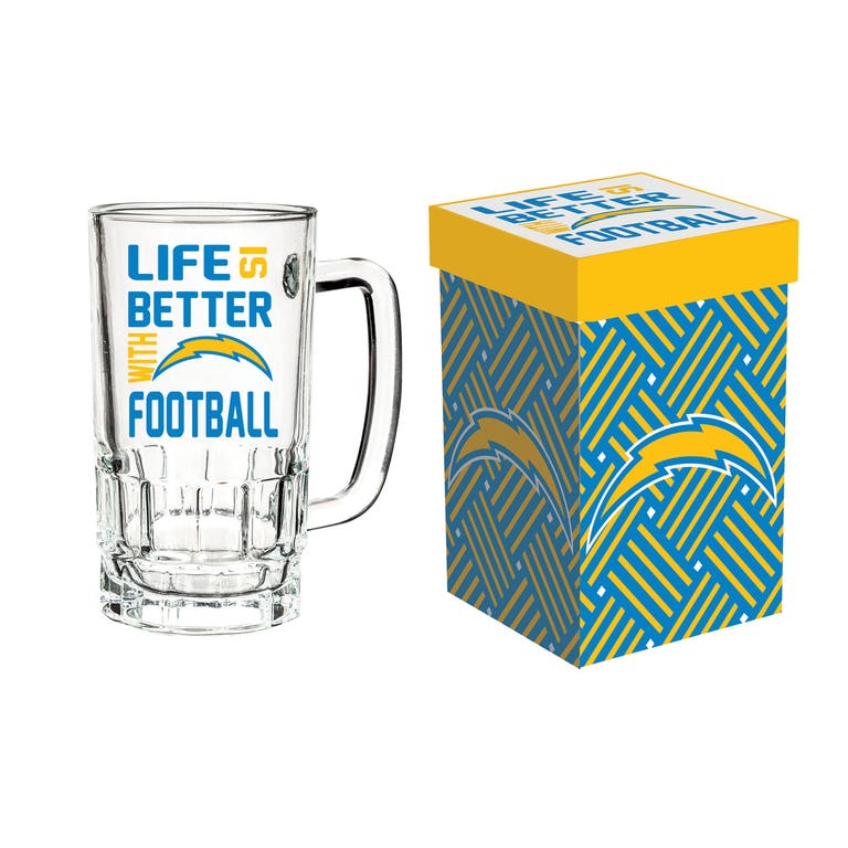 Los Angeles Chargers Glass Tankard Mug with Box 18oz