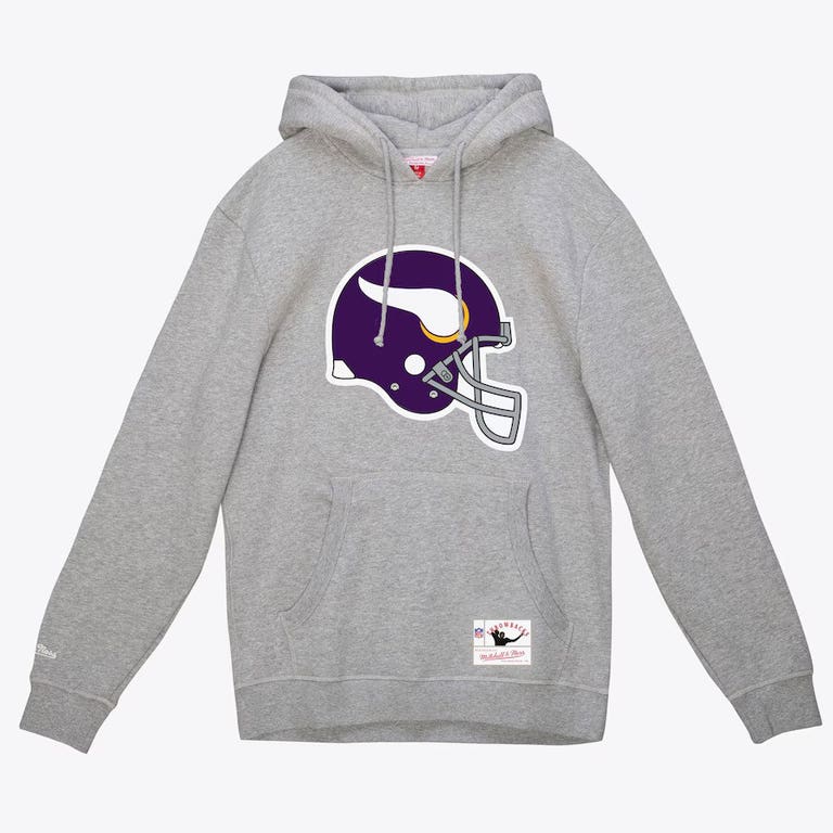 Minnesota Vikings Grey Mitchell and Ness Helmet Hooded Sweatshirt