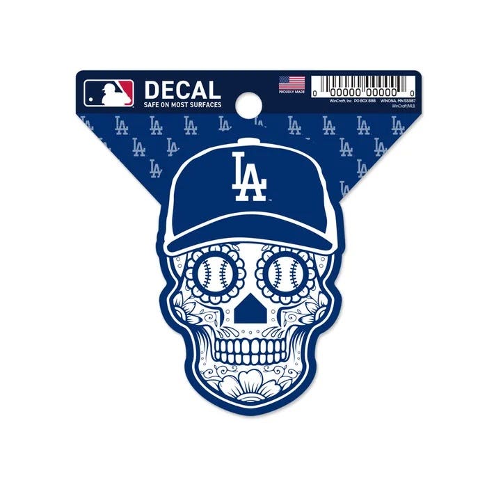 Los Angeles Dodgers Skull Clean Cut Decal 3x4"