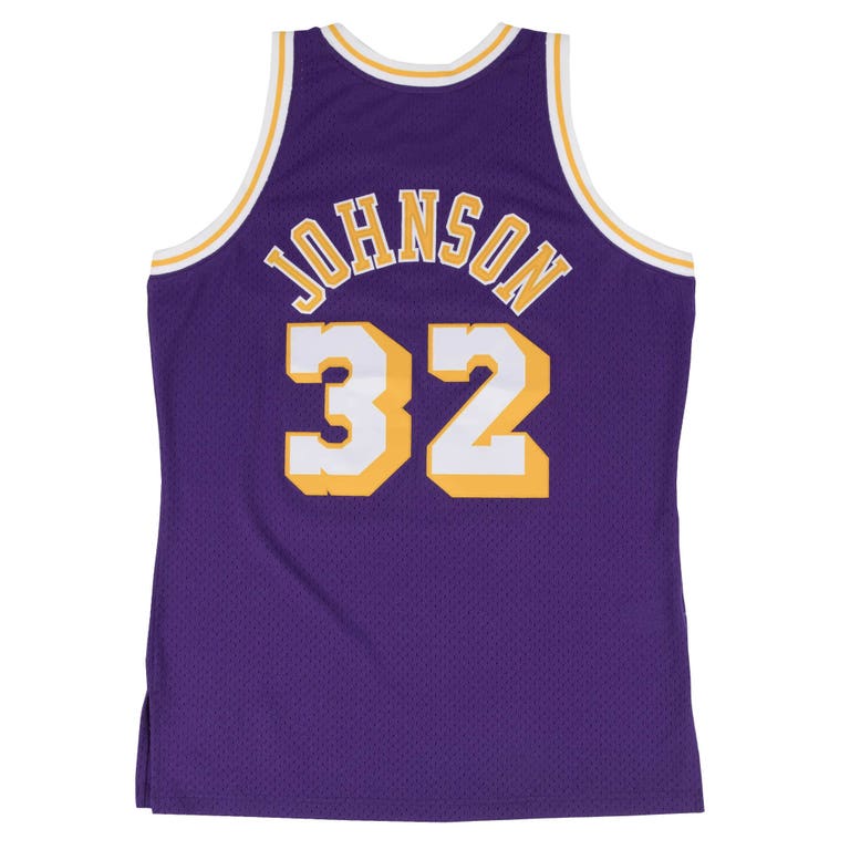 Los Angeles Lakers Magic Johnson 1984-85 Purple Mitchell and Ness Swingman Jersey