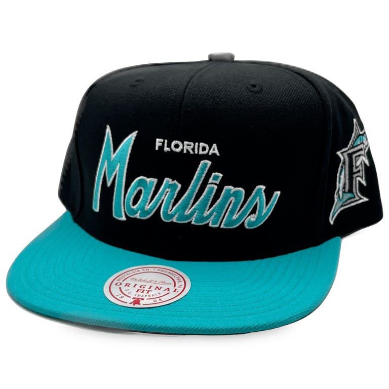 Florida Marlins Retro Evergreen Script Mitchell and Ness Snapback Hat