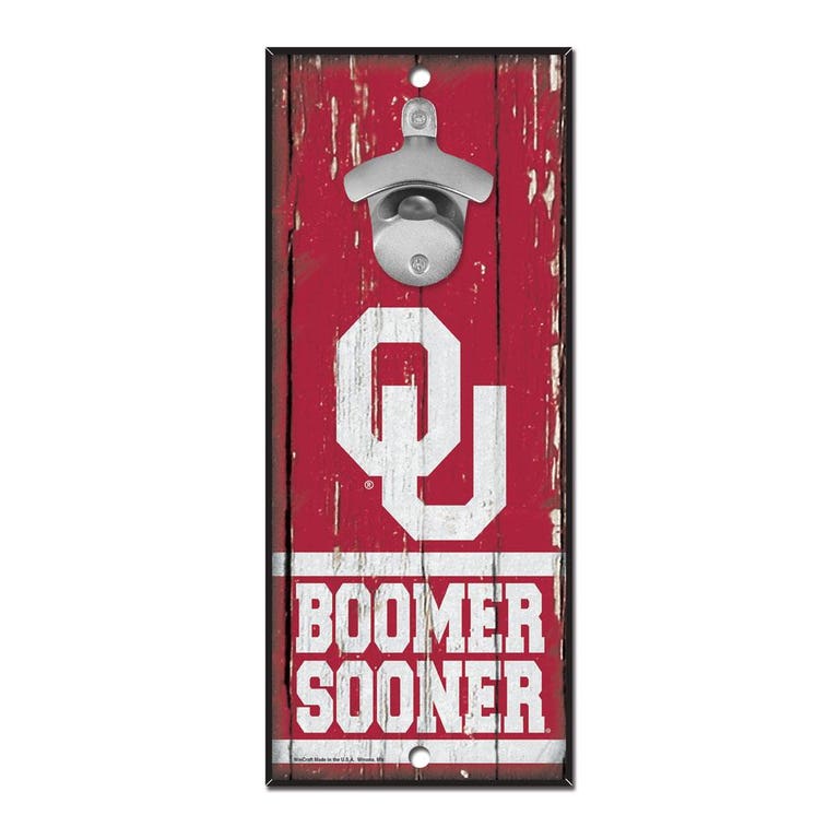 Oklahoma Sooners Wood Bottle Opener 5x11"