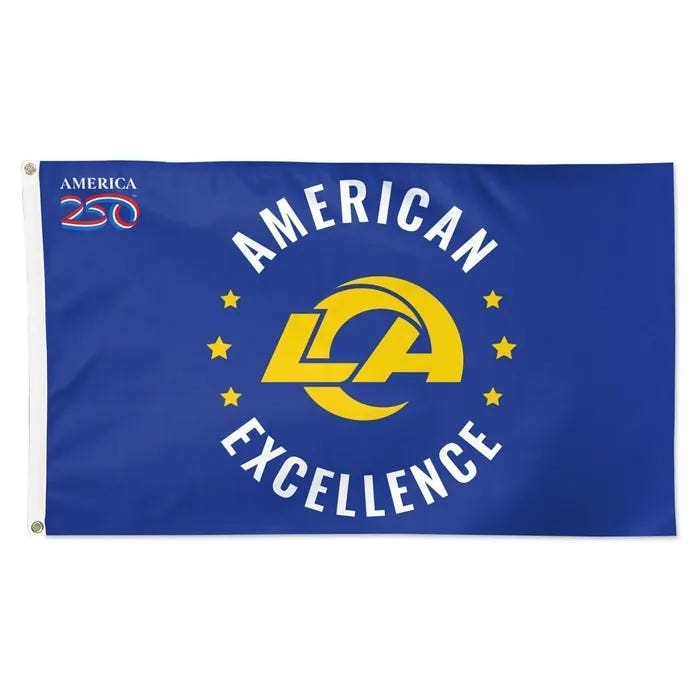 Los Angeles Rams America 250 Excellence Deluxe Royal Blue Flag 3x5'
