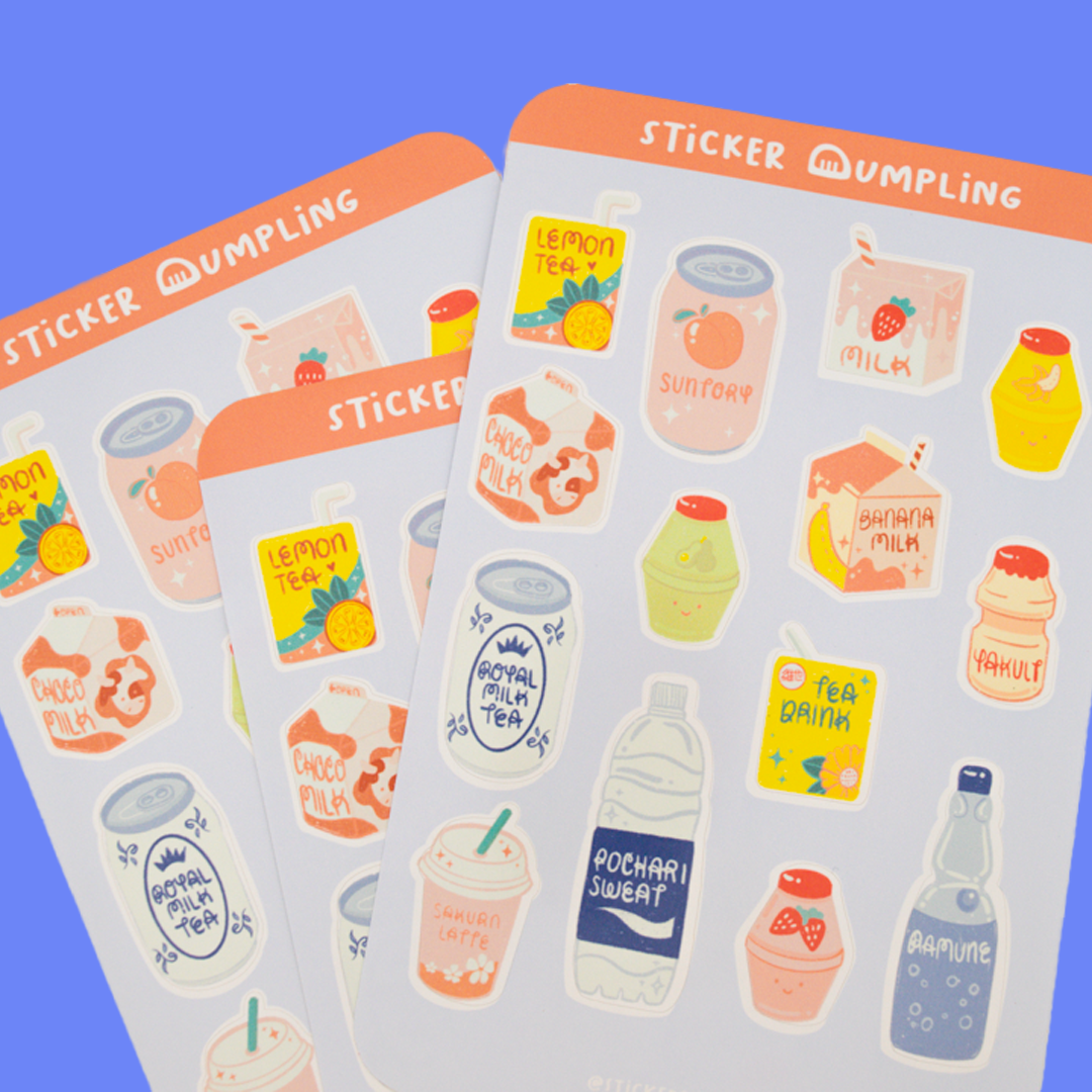 Asian Drinks Sticker Sheet