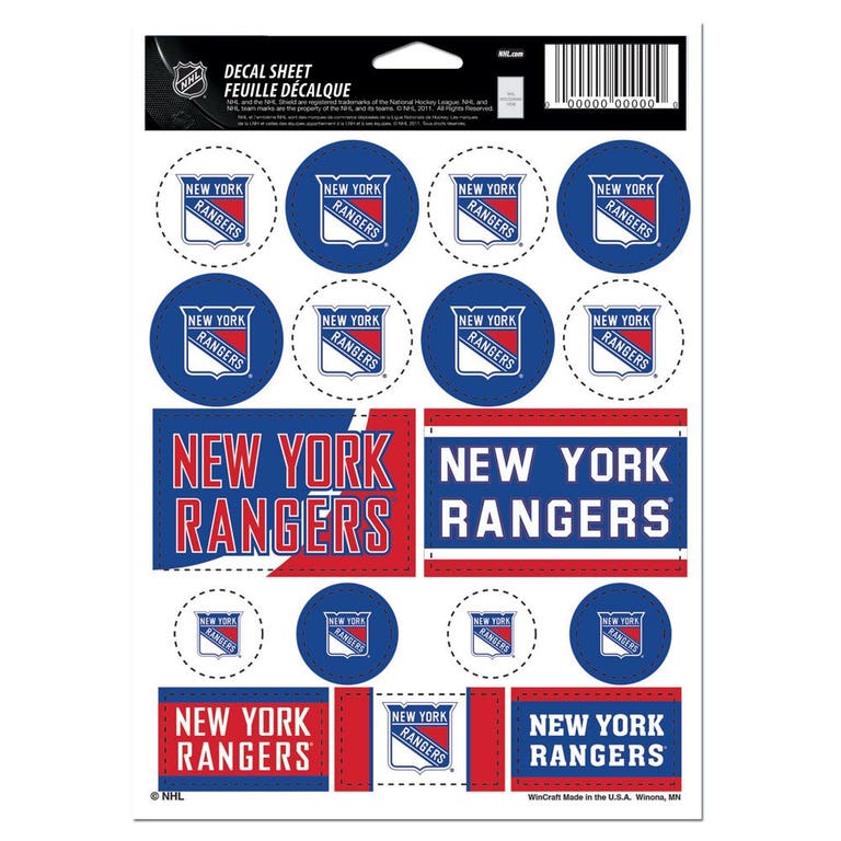 New York Rangers Vinyl Decal Sheet 5x7"