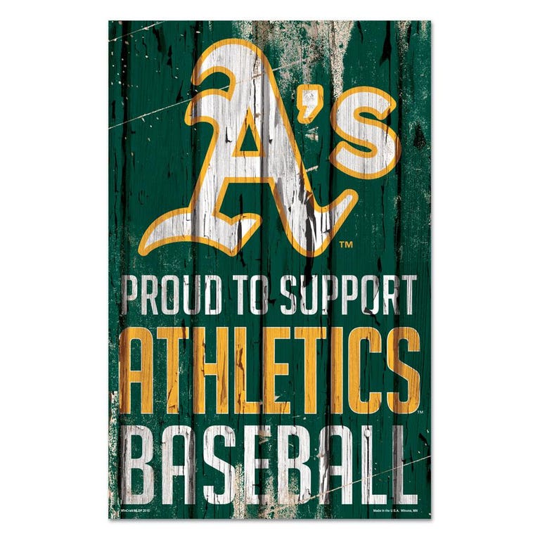 Oakland Athletics Proud to Support Wooden Sign 11x17"
