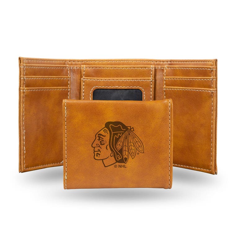 Chicago Blackhawks Laser Engraved Trifold Leather Wallet