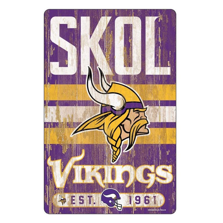 Minnesota Vikings Wood Slogan Sign 11x17"