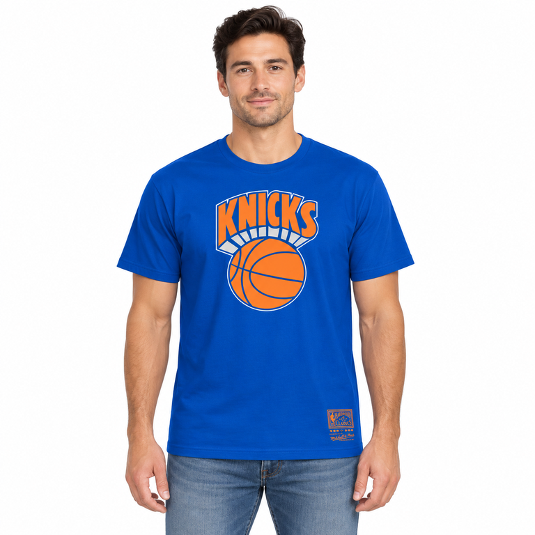New York Knicks Royal Mitchell and Ness Classic Logo Shirt