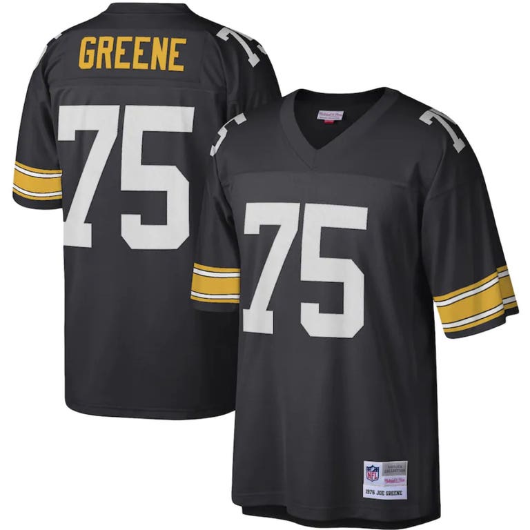 Pittsburgh Steelers 1976 Mean Joe Greene #75 Black Mitchell and Ness Jersey